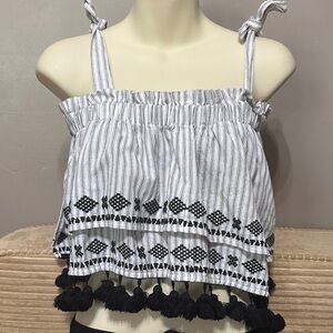 Free the Roses Black and White Striped Crop Top/shorts or swim cover